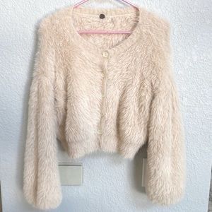 NWOT Free People Cropped Fuzzy Cardigan